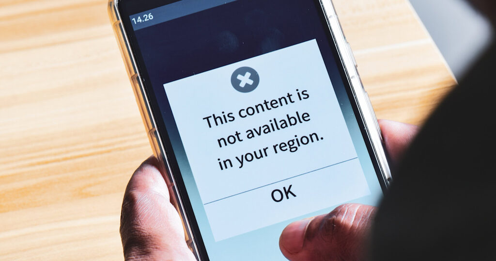 Man got notification on his mobile phone that the content is not available in your country.